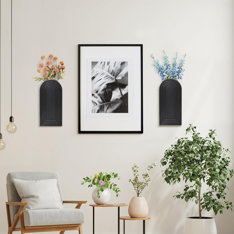 Edessa Wood Wall Vase, Black