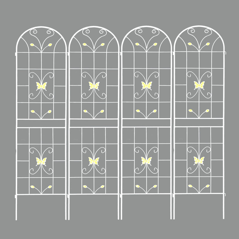 4 Pack Metal Garden Trellis, Cream White