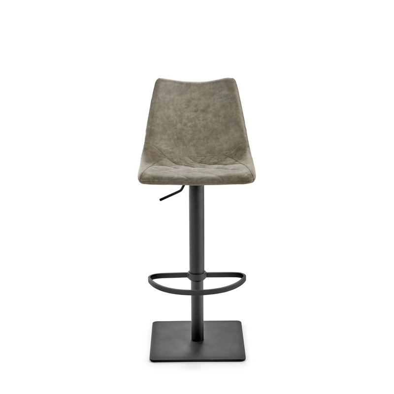 Aerin Swivel Upholstered Faux Leather Adjustable Height Bar Stool, Black/Vintage Mud