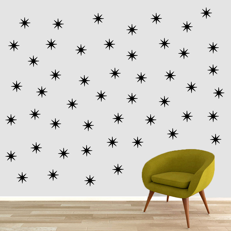 Adhésif décoratif rétro Starbursts, Noir