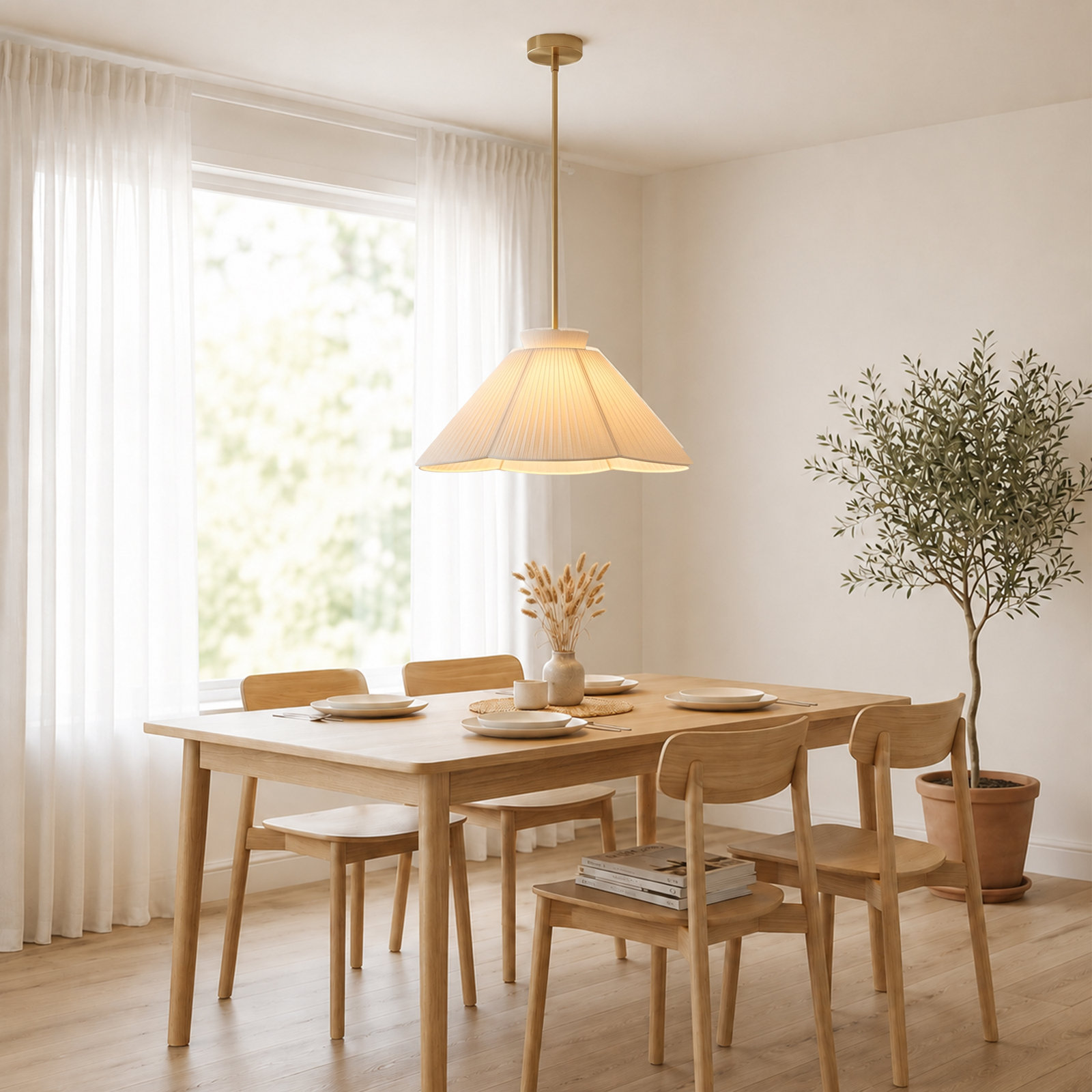 Dimmable Brass Single Light Pendant, NEROLI (Brass) Pendant Lamp, Large