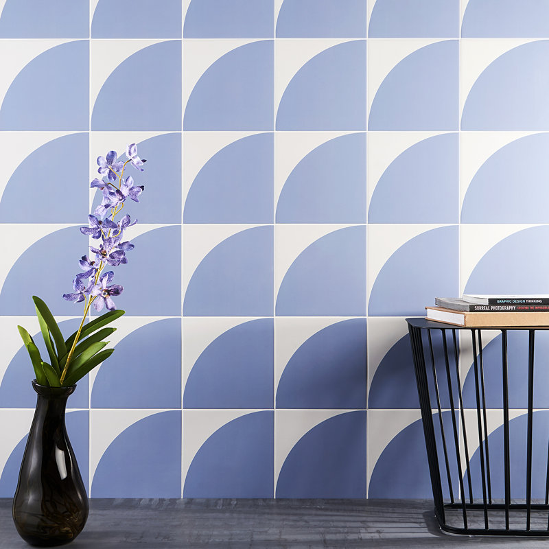 Carrelage mural en porcelaine à motif encaustique 8 "x 8" Stacy Garcia Victoria, Bleu, 8" W x 8" L