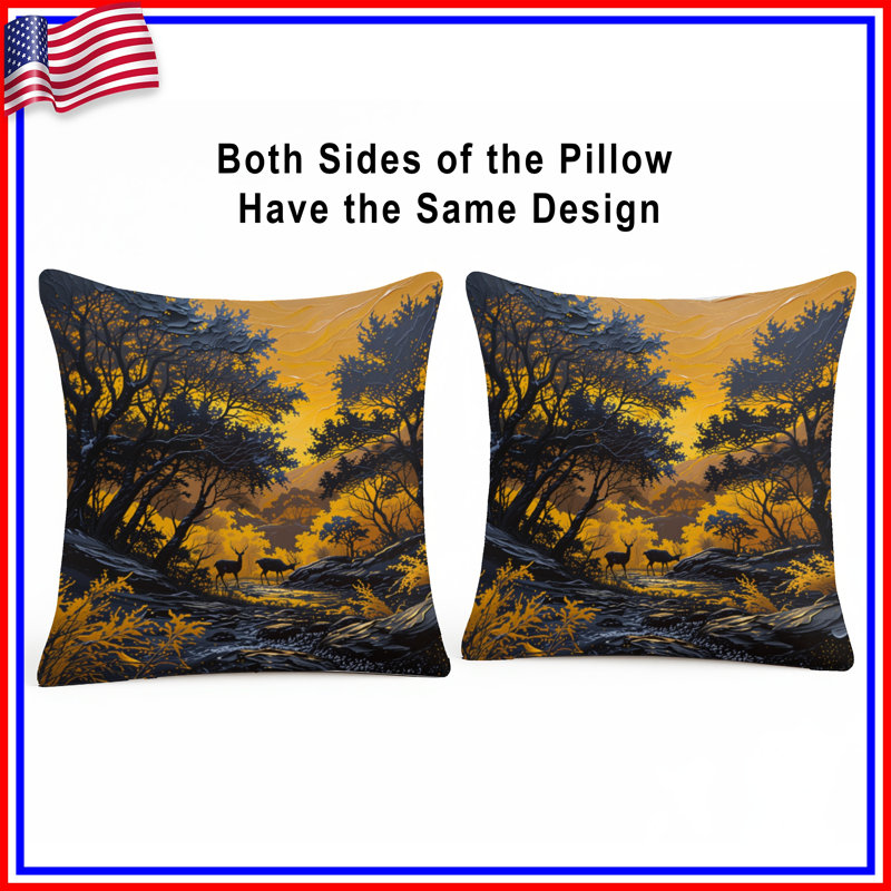 Coussins décoratifs jaunes Sunset Forest, 20 po x 20 po