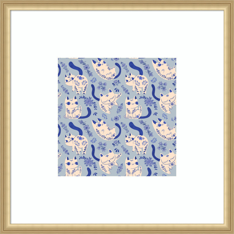 «Purrcelin Cats» par Carrie Cantwell, reproduction d'art encadrée sur bois, 26 x 26