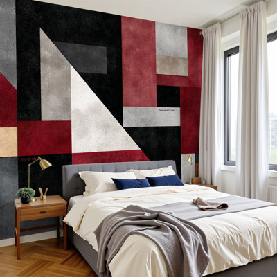 Papier peint adhésif autocollant formes géométriques abstraites à motif géométrique abstrait H 100 po x l 144 po, papier mural amovible en PVC pour chambre à coucher, bureau à domicile