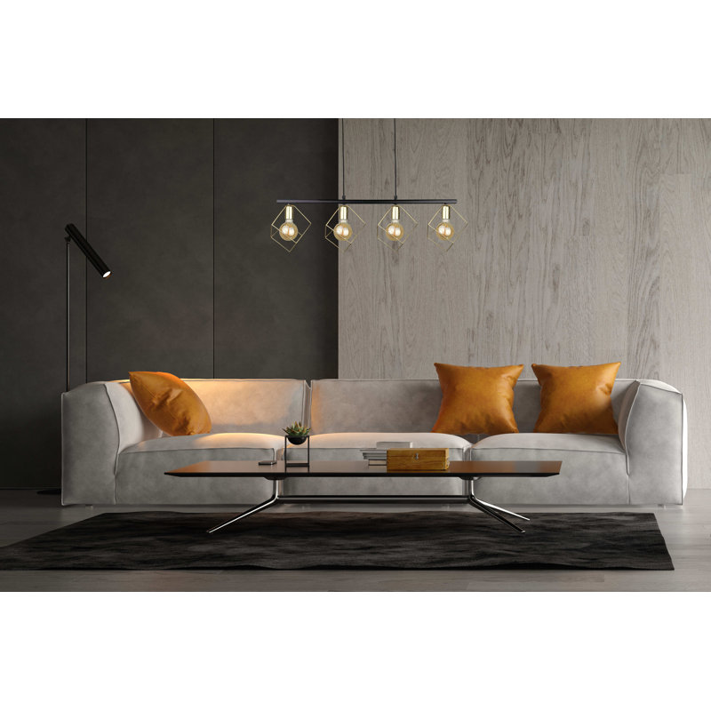Antaneisha 4 - Light Kitchen Island Pendant, Black/Gold, Gold