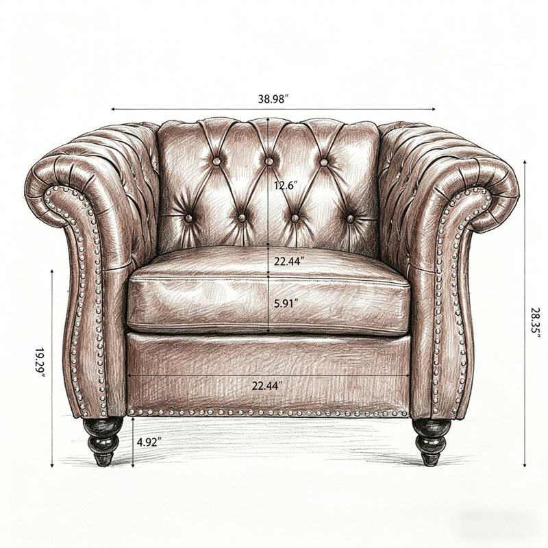 1 Seater Sofa For Living Room, Dark Brown