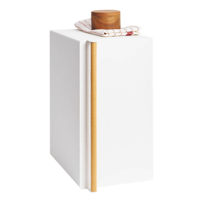White Steel and Wood Two-Tier Vertical Bread Box