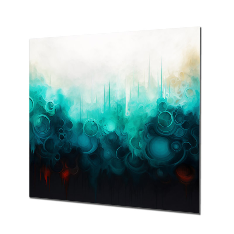 «Blue and Black Ripple Abstract Medley IV», art mural abstrait en métal, H 16 po x l 16 po