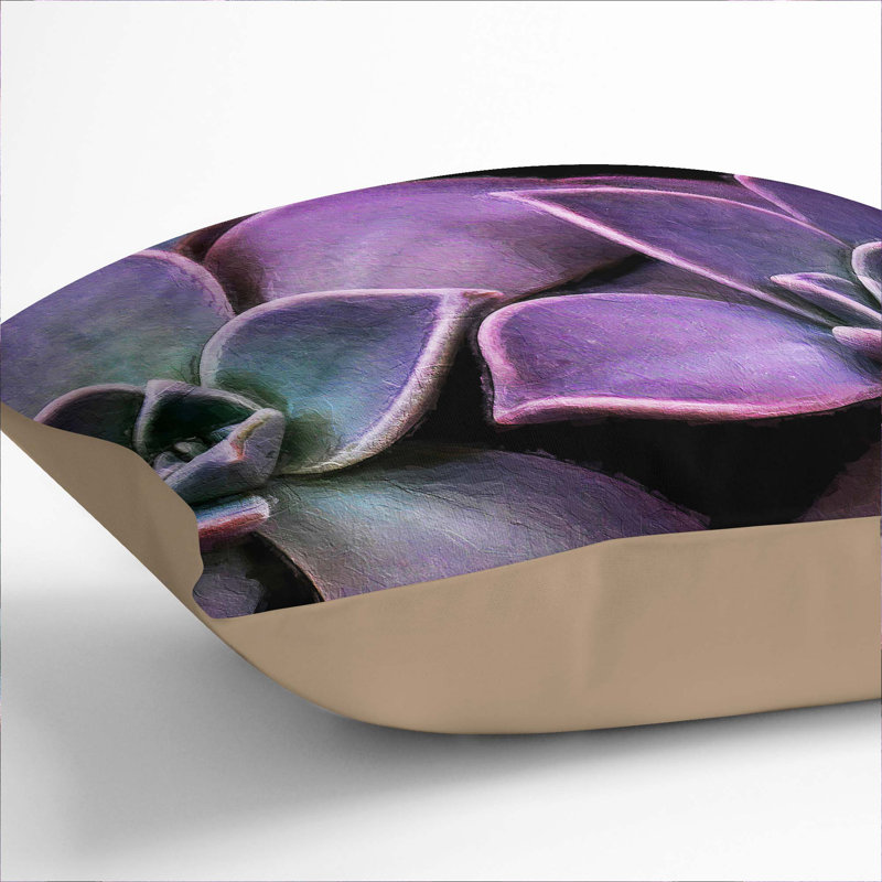 Floral Square Cushion, 55cm H x 55cm W x 20cm D, Stone