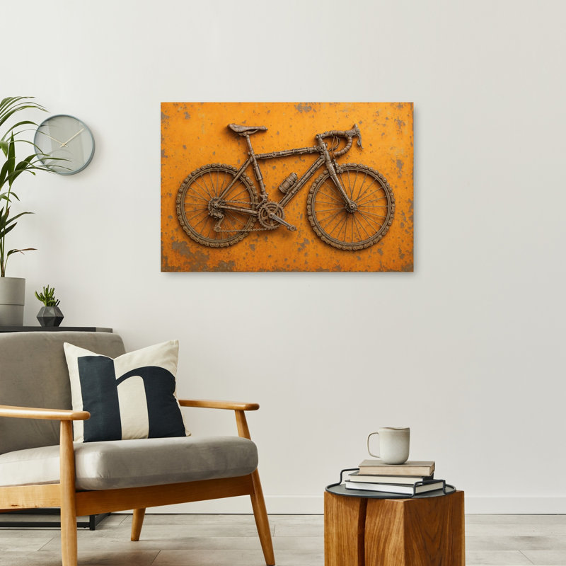 Reproduction d'art mural rétro industriel rustique avec bicyclette rustique, 24" H x 36" W