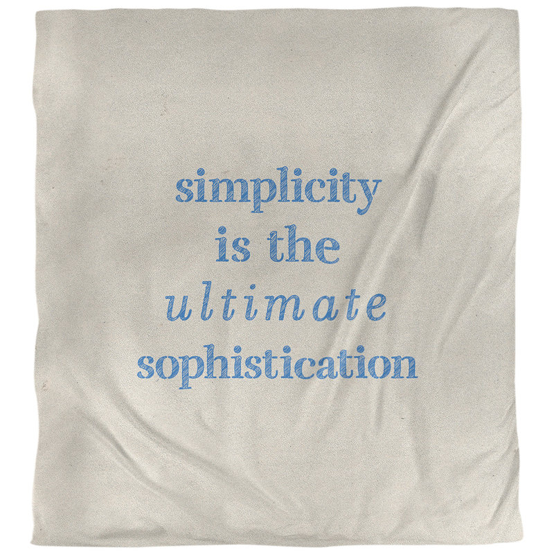 Housse de couette simple et sophistiquée quote, Housse de couette pour très grand lit, Blanc / bleu