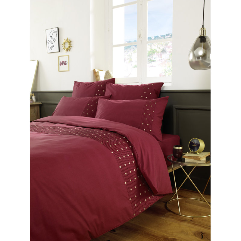 Buckhanon Cotton Solid Colour Duvet Cover, Burgundy, Super King Duvet Cover