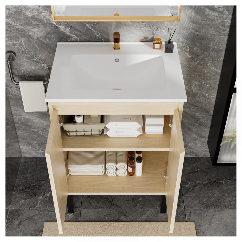 Meuble-lavabo 24 po sans lavabo, H 34 po x l 23,23 po x P 17,99 po, Oak