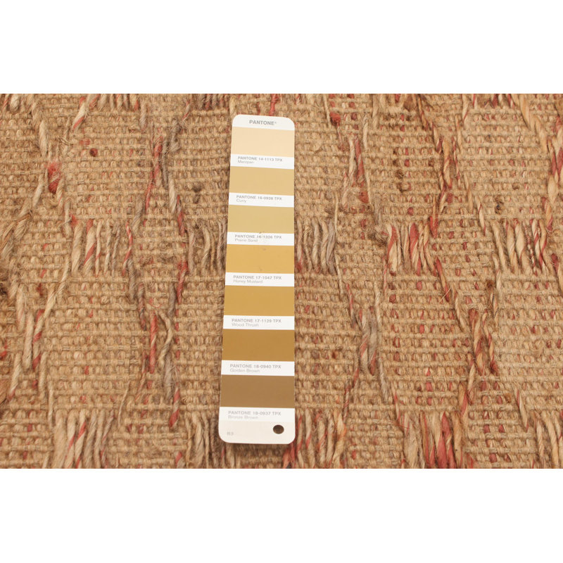 Tapis brun clair tissé à la main à motif géométrique Burson