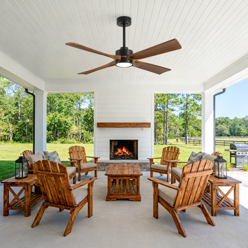 Modern Solid Wood Blade Ceiling Fan, App/remote Control, Quiet Dc Motor, Multiple Sizes, 42"