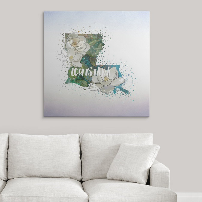 « louisiana state fleur (magnolia) », impression, H 35 po x l 35 po x P 1,5 po, Toile