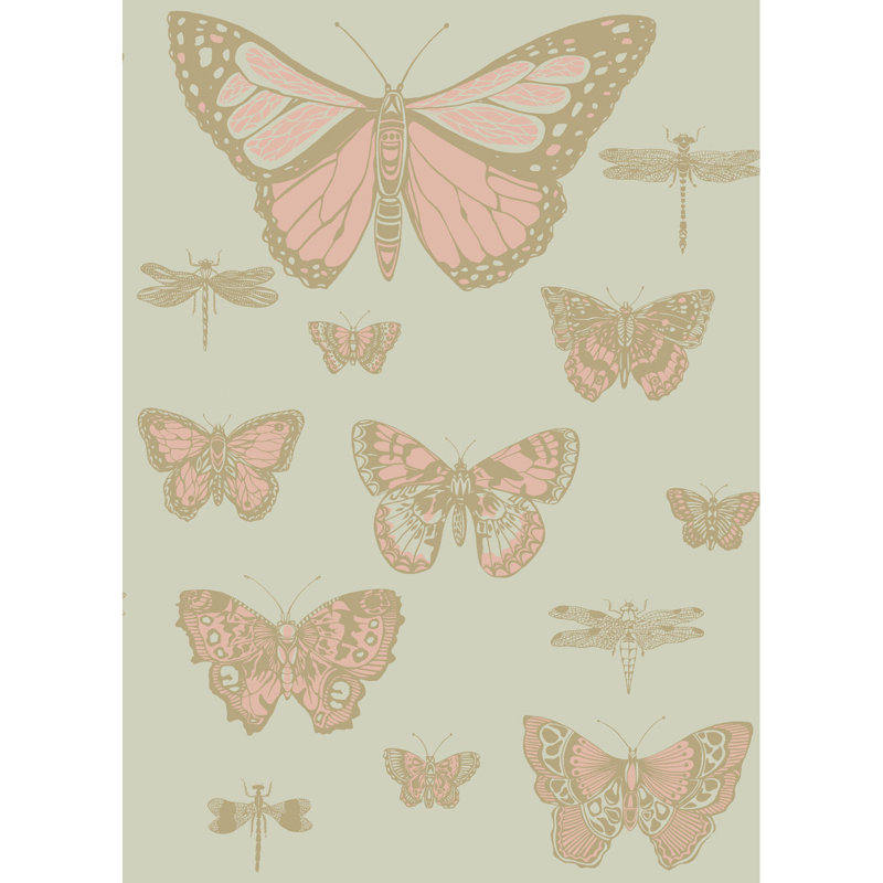Whimsical Wallpaper Roll, Pink/Olive
