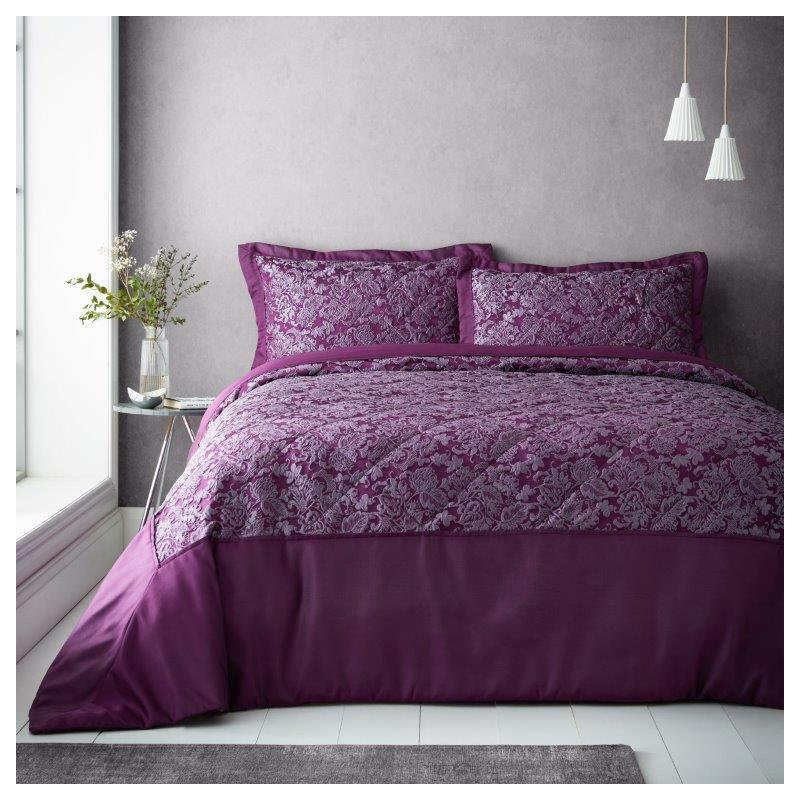 Sandringham Bedspread Set With Pillowshams Bedding 254x254cm, Purple