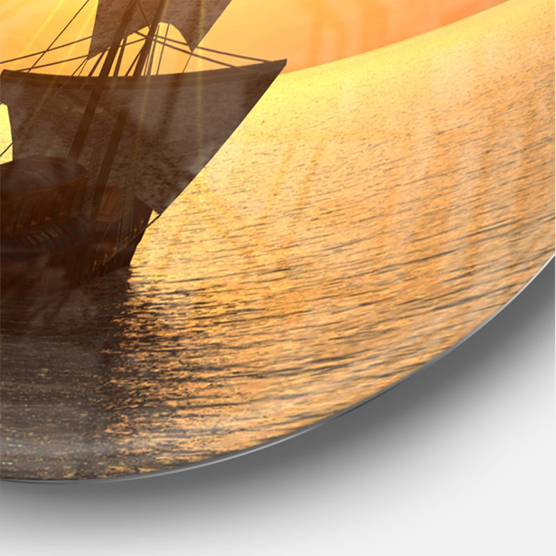 Ship and Sunset - Horloge murale moderne, Surdimensionné