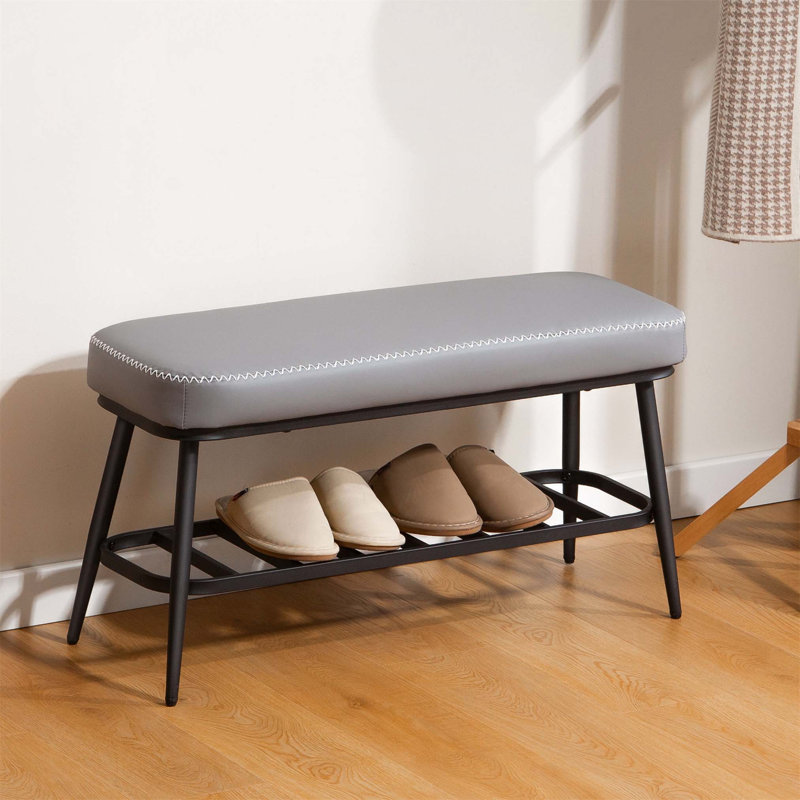 4 Pair Shoe Storage Bench, Grey