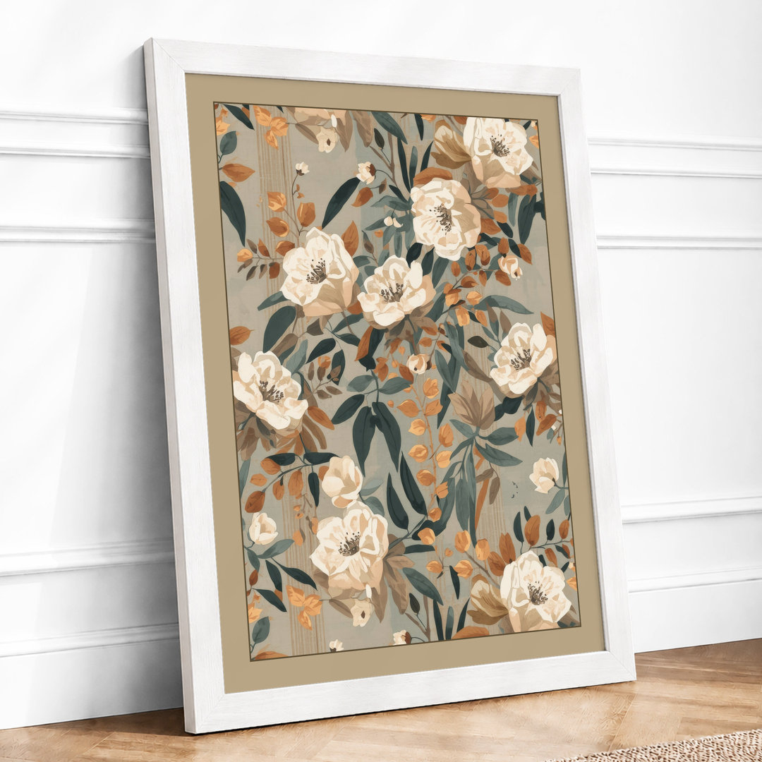 Blooms on Warm Earth Botanical - Framed Print