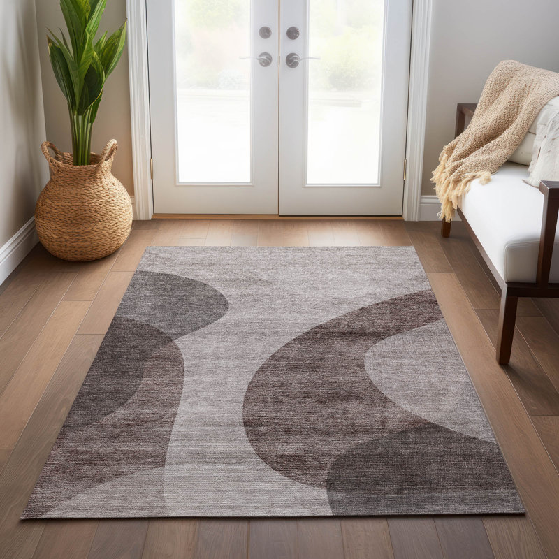 Tapis intérieur / extérieur Melania avec envers antidérapant, Rectangle 5 pi x 7 pi 6 po