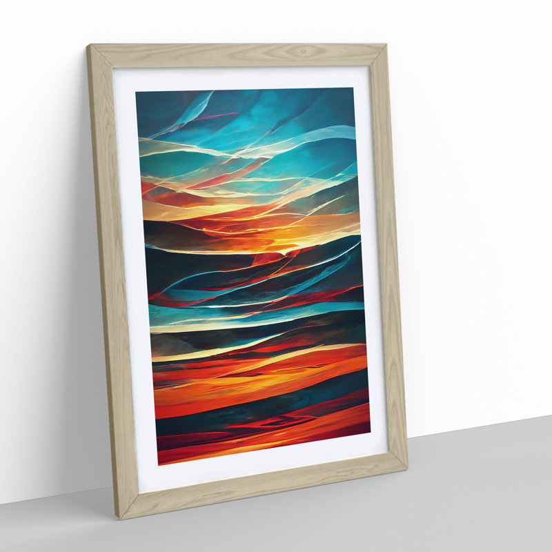 Sunset No.2 - Single Picture Frame Print, 34cm H x 25cm W x 2cm D, Oak 
