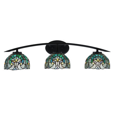Barre d'éclairage de salle de bain 3 lumières avec verre d'art cyprès turquoise 7 po
