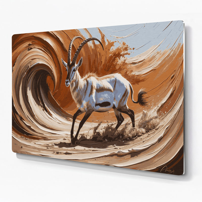 Faune, art mural brun en métal Addax, H 8 po x l 10 po