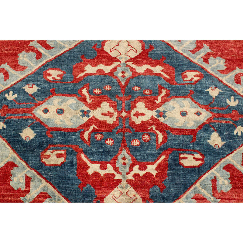 Tapis tribal turc 7 x 10 rouille et bleu