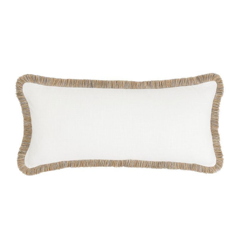 Cara Fringe Linen Blend Throw Pillow, 16"H x 36"W, Rectangular