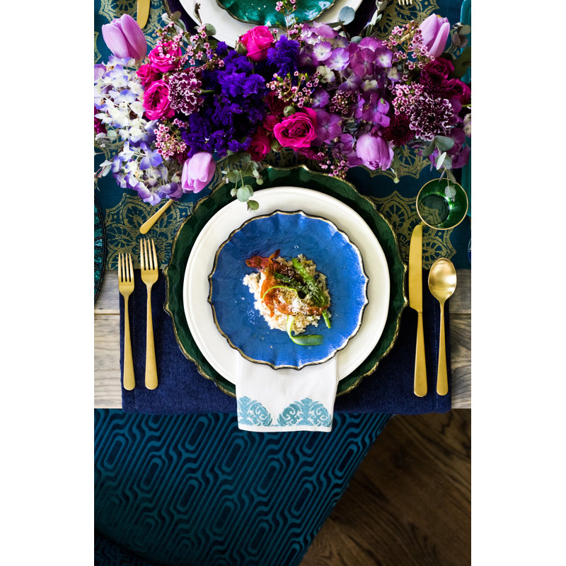 Baroque Glass Salad/Dessert Plate, White