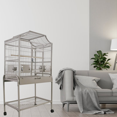 Elinor 55" Iron Victorian Top Floor Bird Cage with Wheels