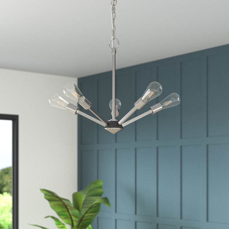 Lustre sphérique spoutnik à 5 lumières Adriano, Nickel brossé