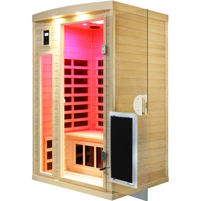 Sauna infrarouge lointain à faible champ électromagnétique Serenwood en bois massif avec commandes numériques