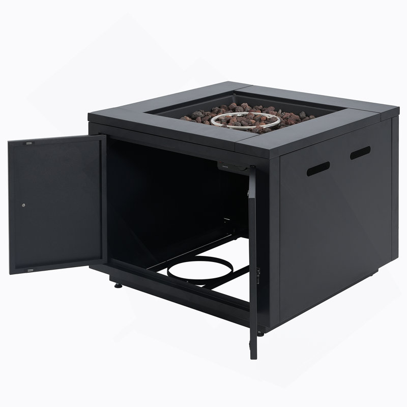 Table carrée en métal pour foyer extérieur