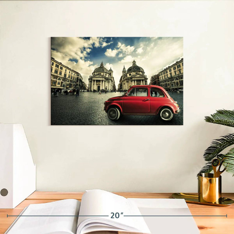 Voiture rouge Mehar Piazza Del Popolo, H 8 po x l 12 po
