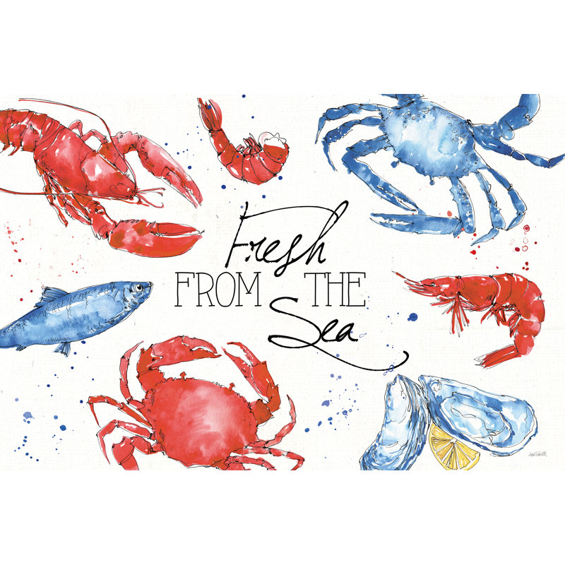 Poisson et fruits de mer I, H 32 po x l 48 po x P 1,25 po