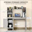 Bureau d'ordinateur de ferme avec huche et armoire HOMcom, solution de bureau à domicile pour le bureau et le rangement