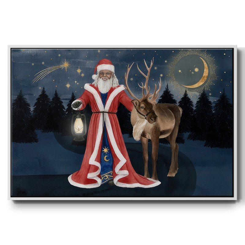 Collection Celestial Christmas, toile tendue avec châssis en A, H 27 po x l 41 po x P 1,5 po, Papier avec cadre blanc