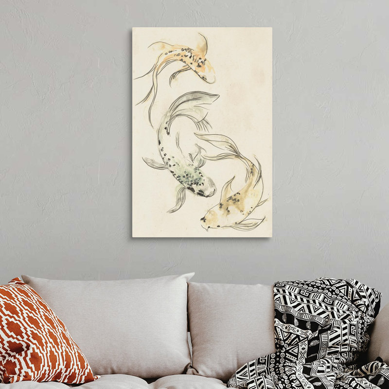 Koi Dance I, art mural sur toile, Toile tendue, H 36 po x l 24 po x P 1 po
