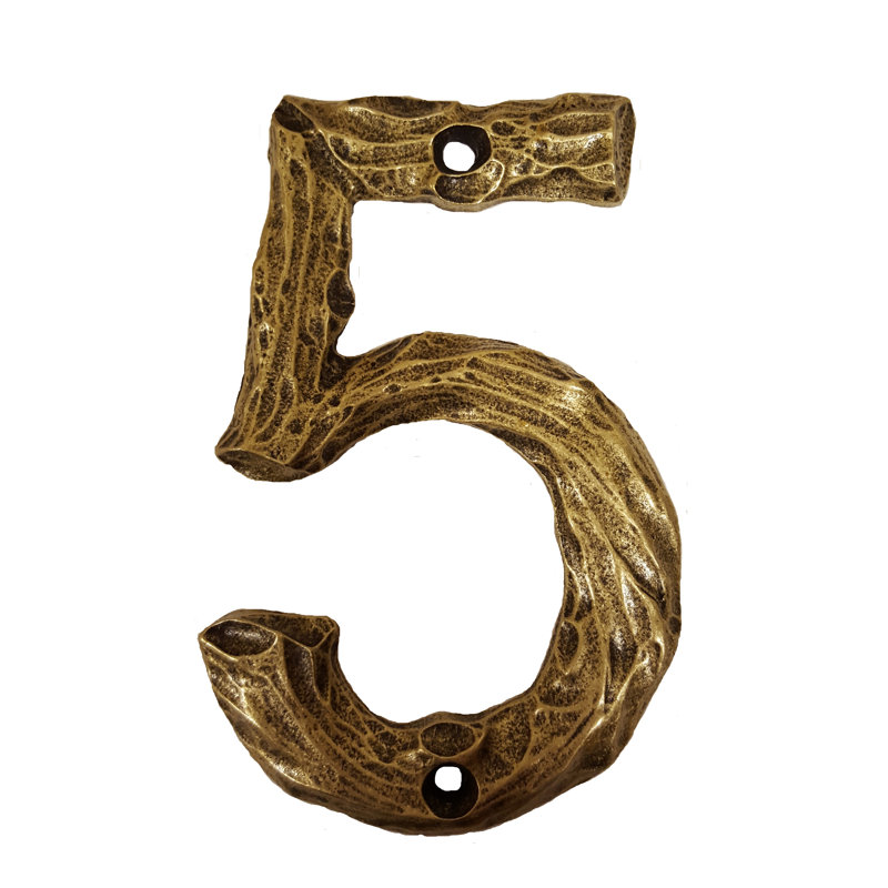 Numéro de maison de 4 po, 5, Laiton antique