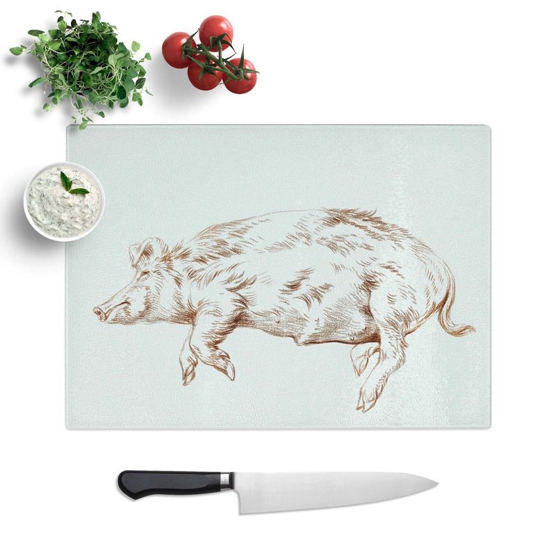 Tempered Glass Resting Pig by Jean Bernard Chopping Board, 39 cm W x 28.5 cm L
