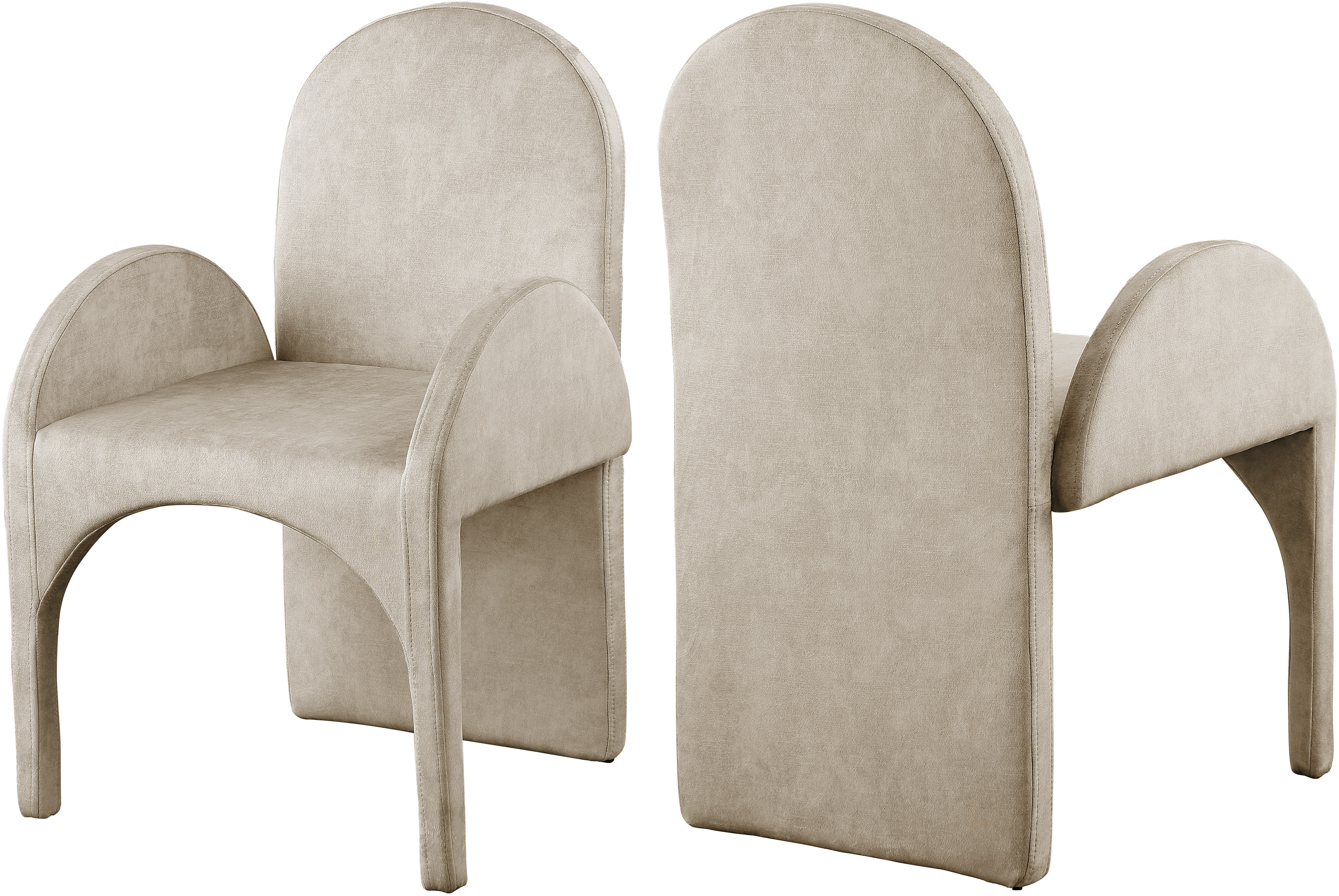 Caserta Velvet Upholstered Solid Back Arm Chair