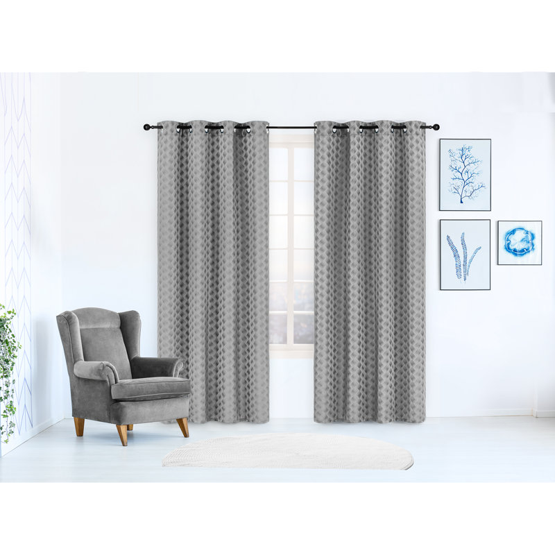  Panneau de rideau simple obscurcissant géométrique, gris