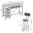 Modern 3-Piece Bar Table Set with PU Cushion Stools & 3-Tier Storage-1409353806