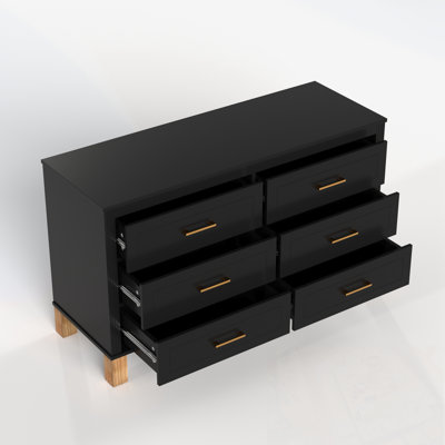 Armoire de rangement moderne à 6 tiroirs avec poignées en métal