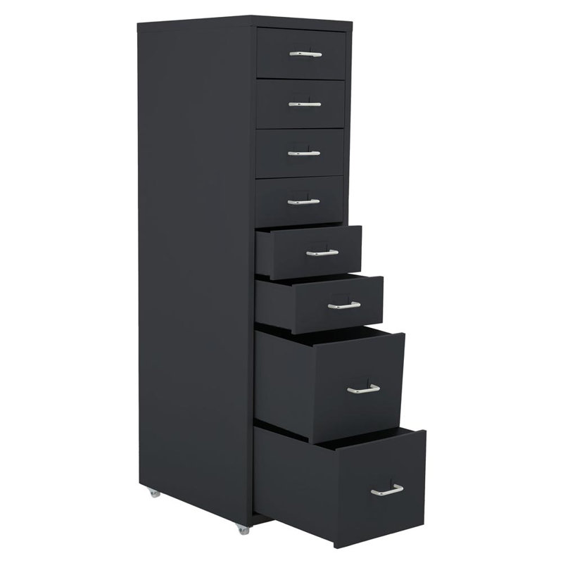 Eumeka 28cm Wide 8 -Drawer File Cabinet, Black