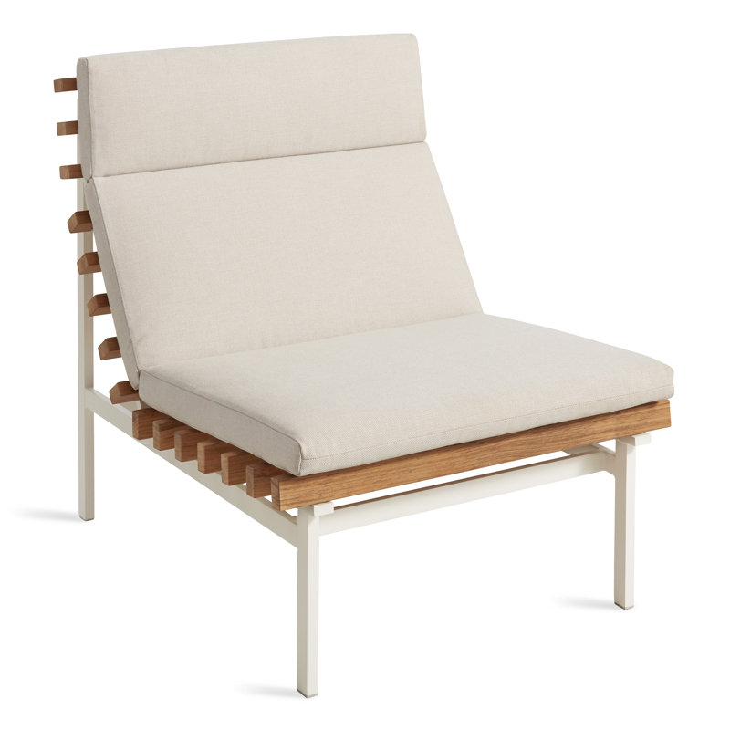 Perch Outdoor Teak Chaise Lounge, Sunbrella Linen, Charcoal